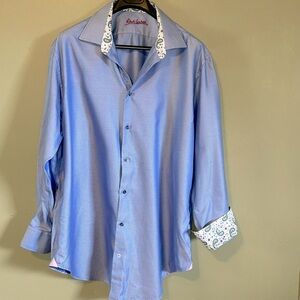 Robert Graham Dress Shirt Men Deluxe collection 100% Cotton Sz 46/18 Tall 36/37